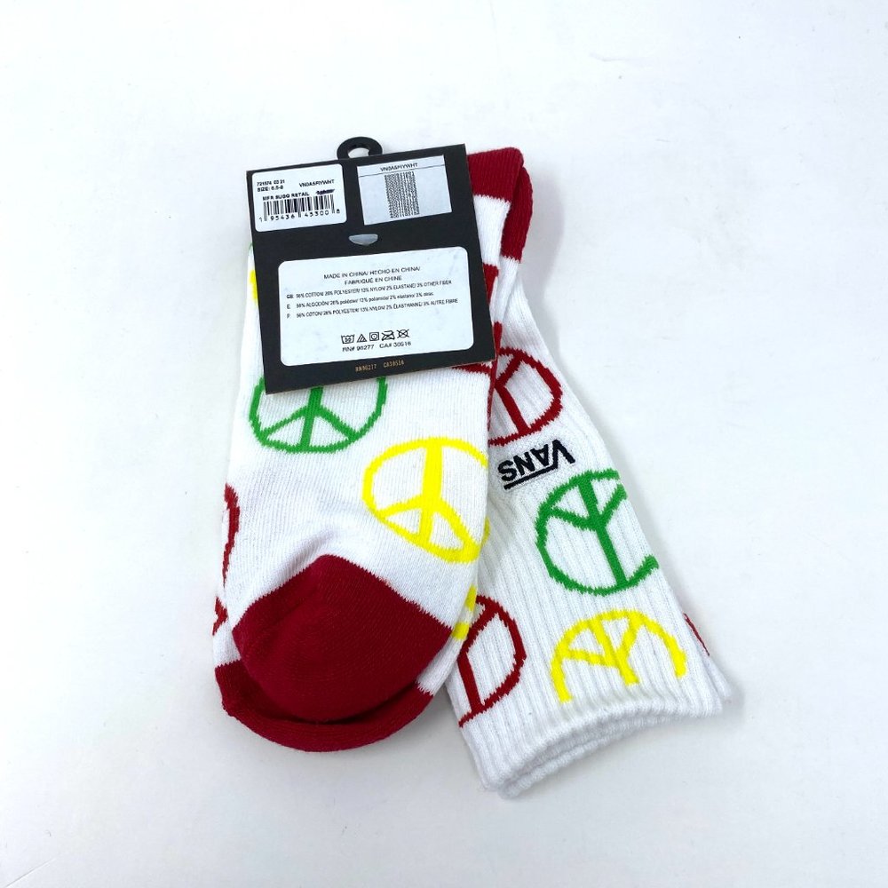 Vans Tyson Peterson Socks 1 Pack White Peace Skateboarding Mens Size VN0A5FIYWHT - Picture 3 of 4
